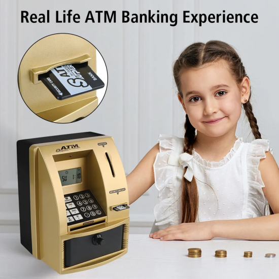 Electronic Piggy Bank Password Money Box ATM Cash Coins Saving Box Christmas Gift Automatic Deposit Banknote ATM Bank Safe Box